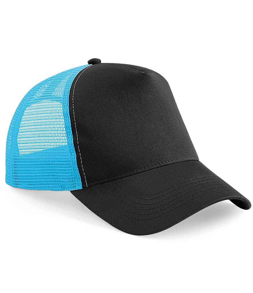 Beechfield BB640 Black/Surf Blue Front -  Ready to be Printed by Custard Workwear - Cheap Personalised and Customised Workwear in Nottinghamshire, Derbyshire and Leicestershire