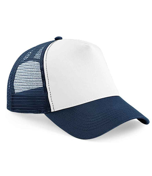 Beechfield BB640 French Navy/White Front -  Ready to be Printed by Custard Workwear - Cheap Personalised and Customised Workwear in Nottinghamshire, Derbyshire and Leicestershire