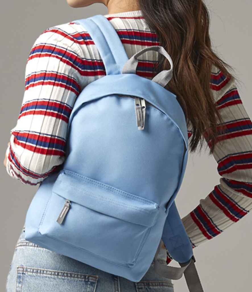 BagBase BG125S Sky Blue/Light Grey Model -  Ready to be Printed by Custard Workwear - Cheap Personalised and Customised Workwear in Nottinghamshire, Derbyshire and Leicestershire