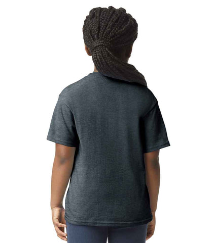 Gildan GD01B Dark Heather Model -  Ready to be Printed by Custard Workwear - Cheap Personalised and Customised Workwear in Nottinghamshire, Derbyshire and Leicestershire