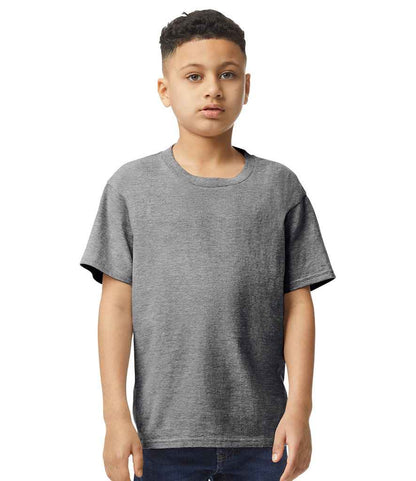 Gildan GD01B Graphite Heather Model -  Ready to be Printed by Custard Workwear - Cheap Personalised and Customised Workwear in Nottinghamshire, Derbyshire and Leicestershire