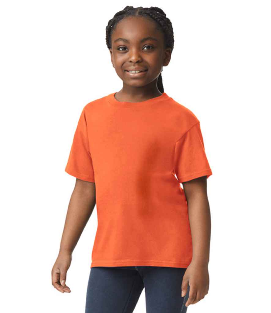 Gildan GD01B Orange Model -  Ready to be Printed by Custard Workwear - Cheap Personalised and Customised Workwear in Nottinghamshire, Derbyshire and Leicestershire