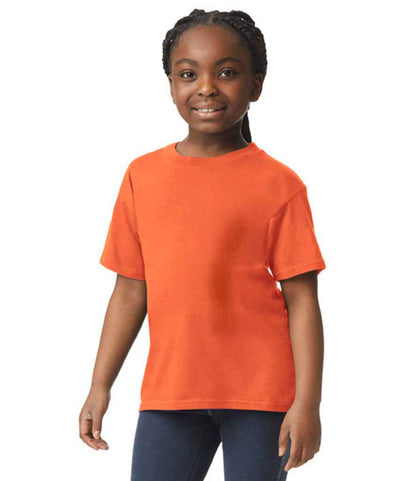 Gildan GD01B Orange Model -  Ready to be Printed by Custard Workwear - Cheap Personalised and Customised Workwear in Nottinghamshire, Derbyshire and Leicestershire