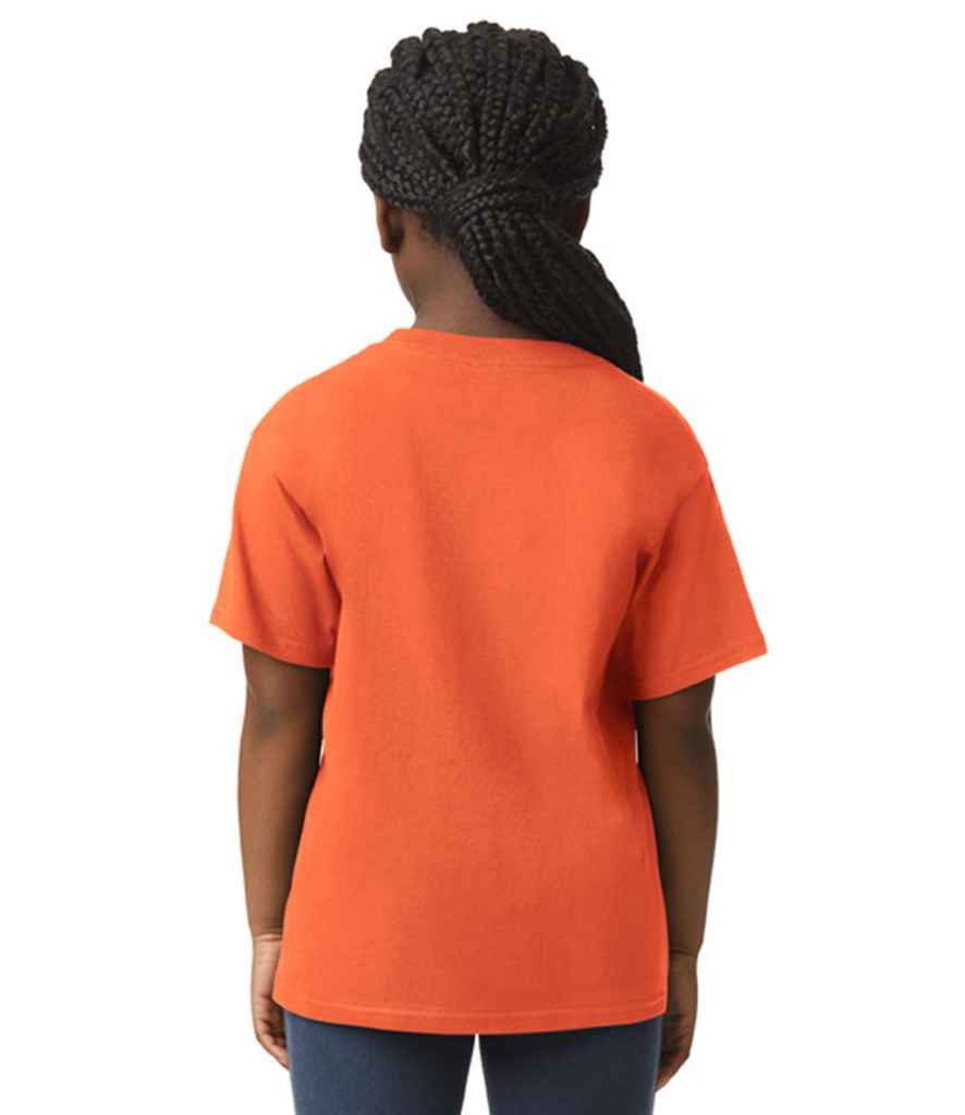 Gildan GD01B Orange Model -  Ready to be Printed by Custard Workwear - Cheap Personalised and Customised Workwear in Nottinghamshire, Derbyshire and Leicestershire