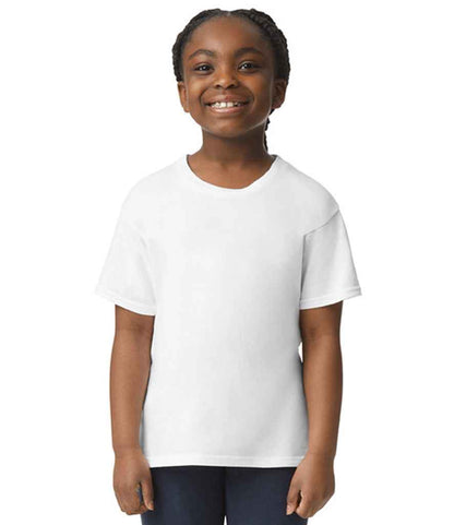Gildan GD01B White Model -  Ready to be Printed by Custard Workwear - Cheap Personalised and Customised Workwear in Nottinghamshire, Derbyshire and Leicestershire