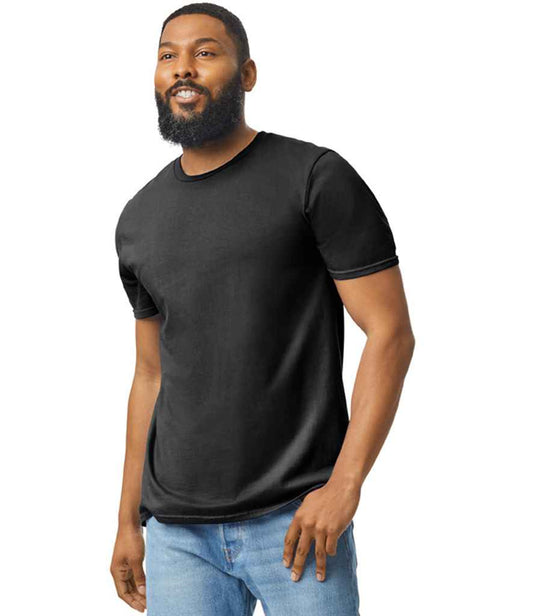 Gildan GD01 Black Model -  Ready to be Printed by Custard Workwear - Cheap Personalised and Customised Workwear in Nottinghamshire, Derbyshire and Leicestershire