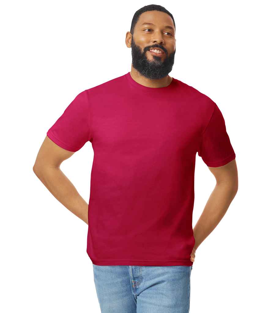 Gildan GD01 Cardinal Red Model -  Ready to be Printed by Custard Workwear - Cheap Personalised and Customised Workwear in Nottinghamshire, Derbyshire and Leicestershire