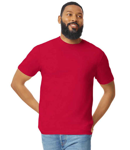 Gildan GD01 Cherry Red Model -  Ready to be Printed by Custard Workwear - Cheap Personalised and Customised Workwear in Nottinghamshire, Derbyshire and Leicestershire