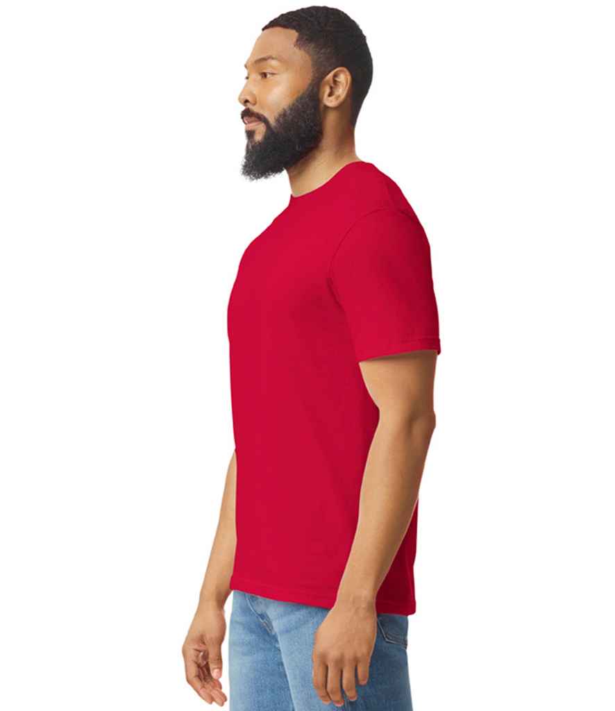 Gildan GD01 Cherry Red Model -  Ready to be Printed by Custard Workwear - Cheap Personalised and Customised Workwear in Nottinghamshire, Derbyshire and Leicestershire