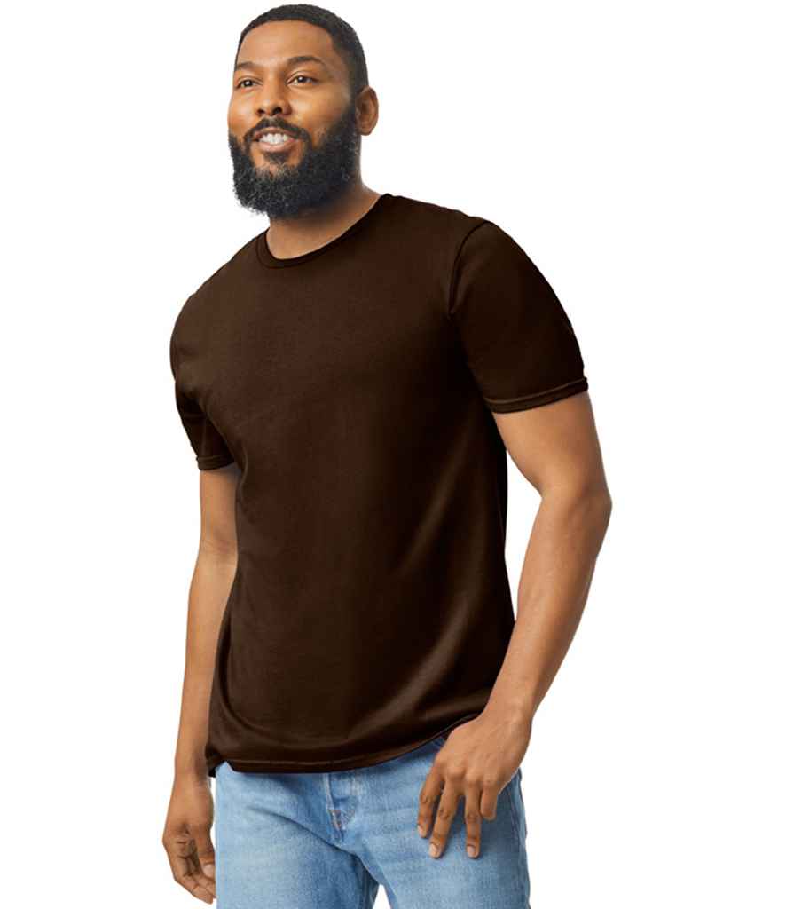 Gildan GD01 Dark Chocolate Model -  Ready to be Printed by Custard Workwear - Cheap Personalised and Customised Workwear in Nottinghamshire, Derbyshire and Leicestershire