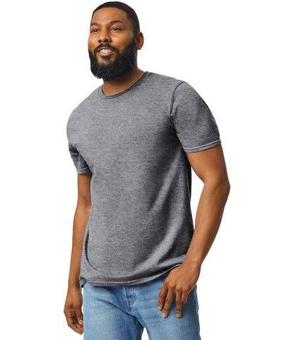 Gildan GD01 Graphite Heather Model -  Ready to be Printed by Custard Workwear - Cheap Personalised and Customised Workwear in Nottinghamshire, Derbyshire and Leicestershire