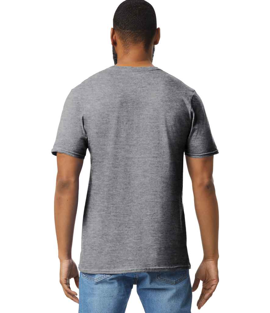 Gildan GD01 Graphite Heather Model -  Ready to be Printed by Custard Workwear - Cheap Personalised and Customised Workwear in Nottinghamshire, Derbyshire and Leicestershire