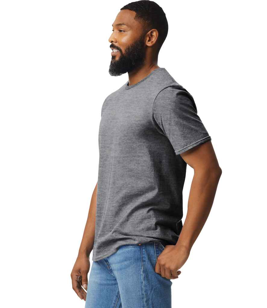 Gildan GD01 Graphite Heather Model -  Ready to be Printed by Custard Workwear - Cheap Personalised and Customised Workwear in Nottinghamshire, Derbyshire and Leicestershire