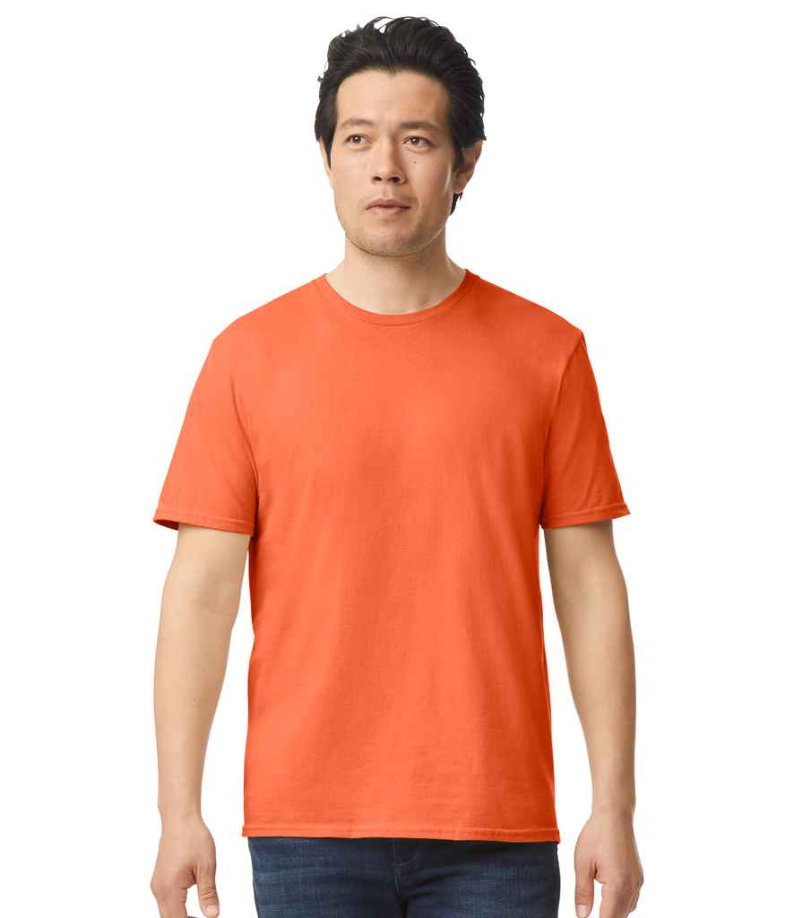 Gildan GD01 Orange Model -  Ready to be Printed by Custard Workwear - Cheap Personalised and Customised Workwear in Nottinghamshire, Derbyshire and Leicestershire