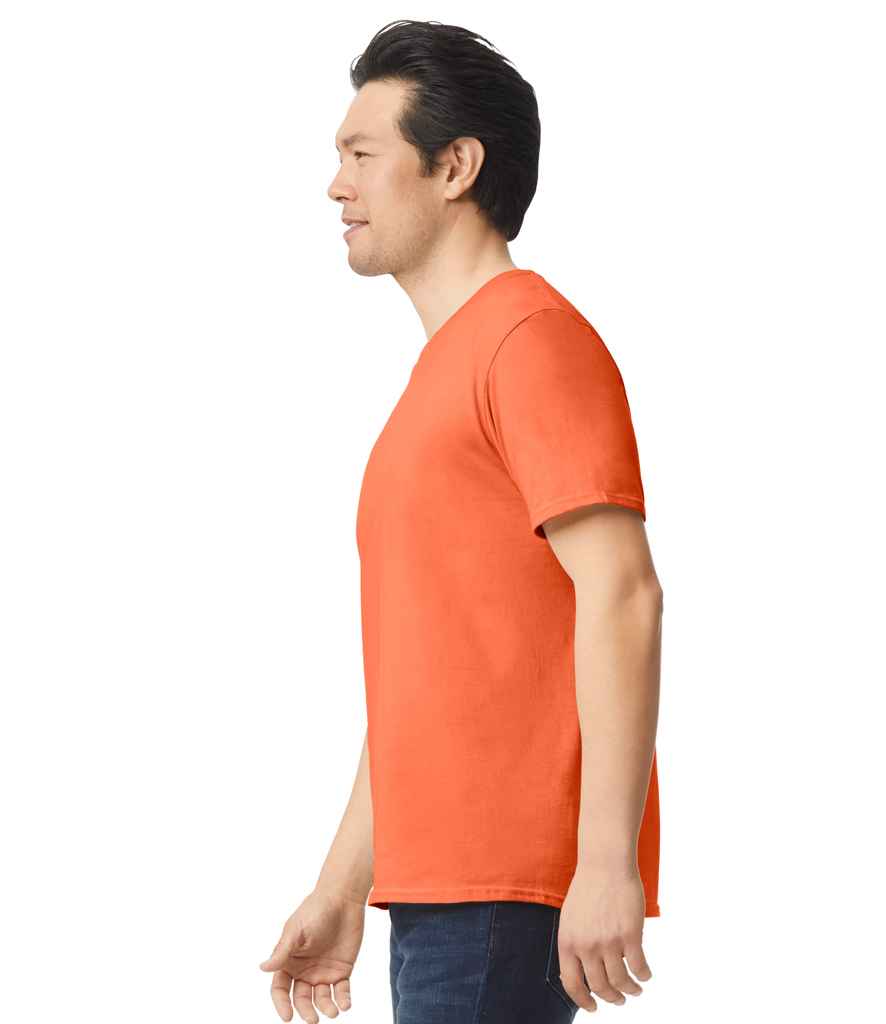 Gildan GD01 Orange Model -  Ready to be Printed by Custard Workwear - Cheap Personalised and Customised Workwear in Nottinghamshire, Derbyshire and Leicestershire
