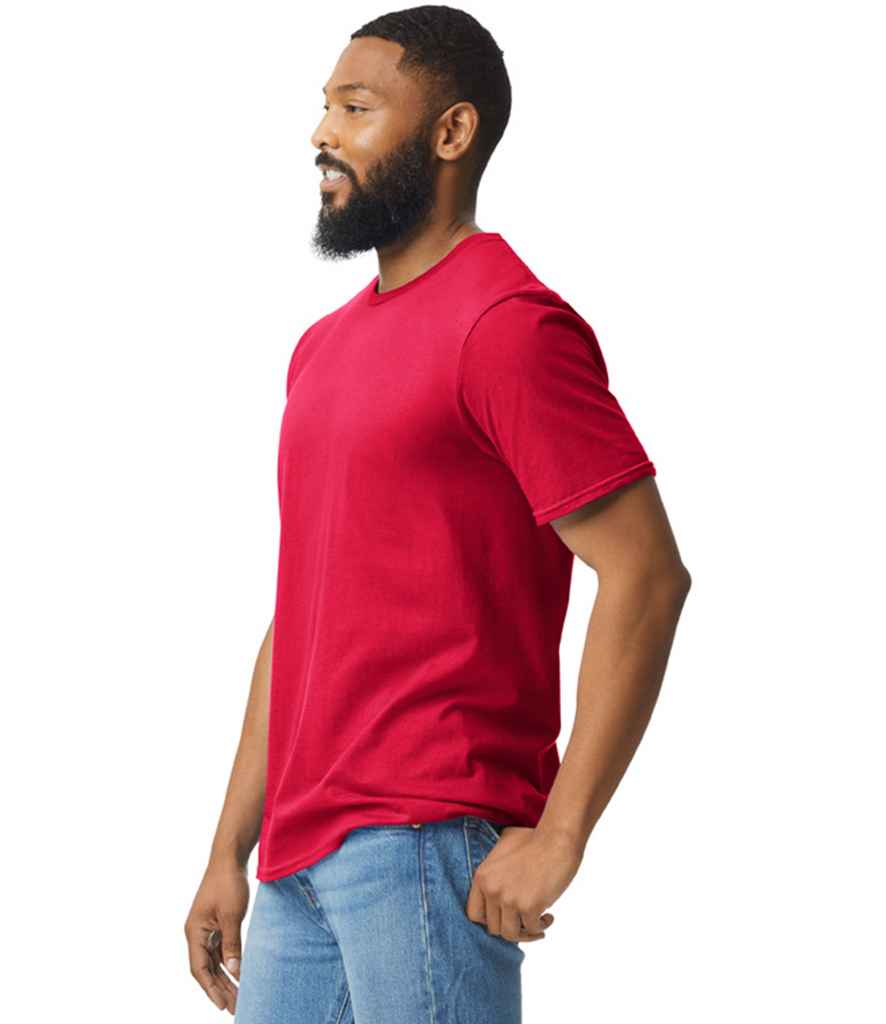 Gildan GD01 Red Model -  Ready to be Printed by Custard Workwear - Cheap Personalised and Customised Workwear in Nottinghamshire, Derbyshire and Leicestershire