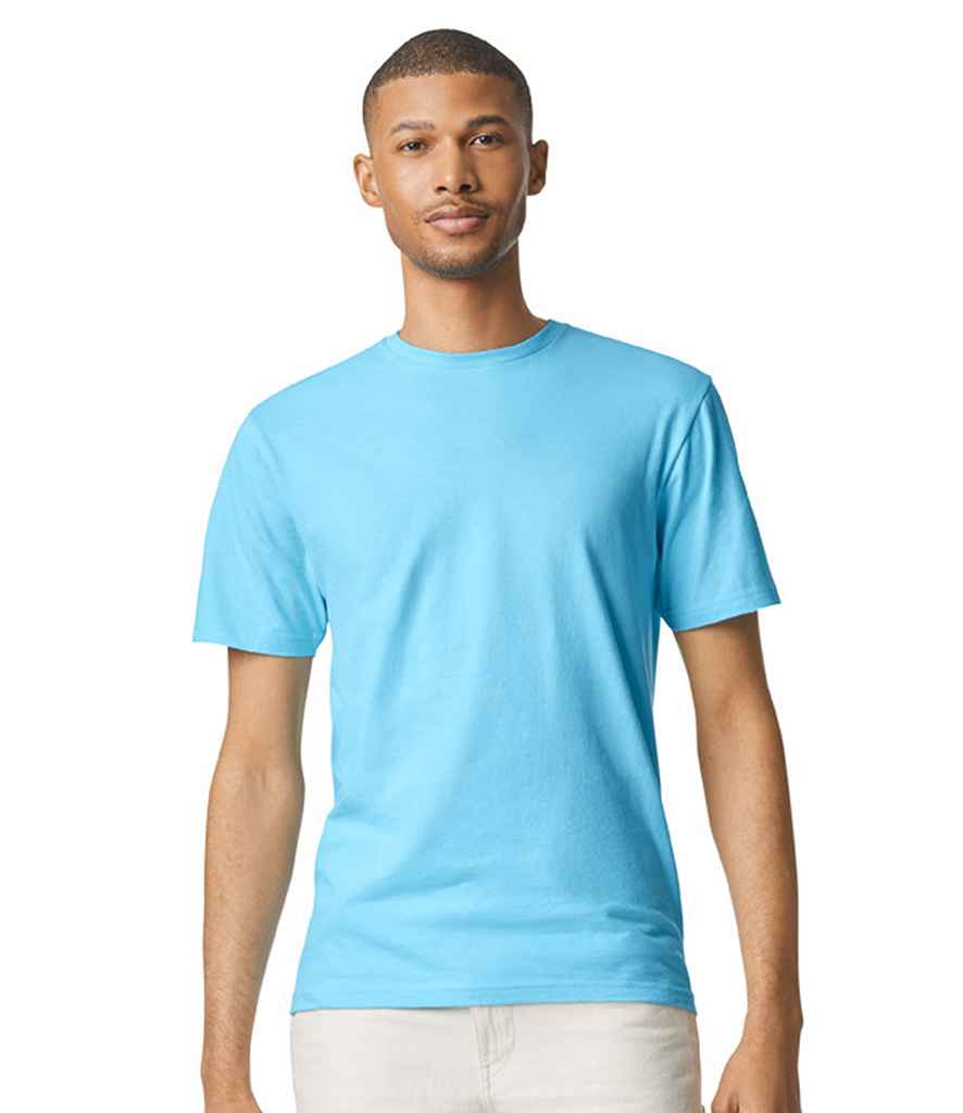 Gildan GD01 Sky Blue Model -  Ready to be Printed by Custard Workwear - Cheap Personalised and Customised Workwear in Nottinghamshire, Derbyshire and Leicestershire