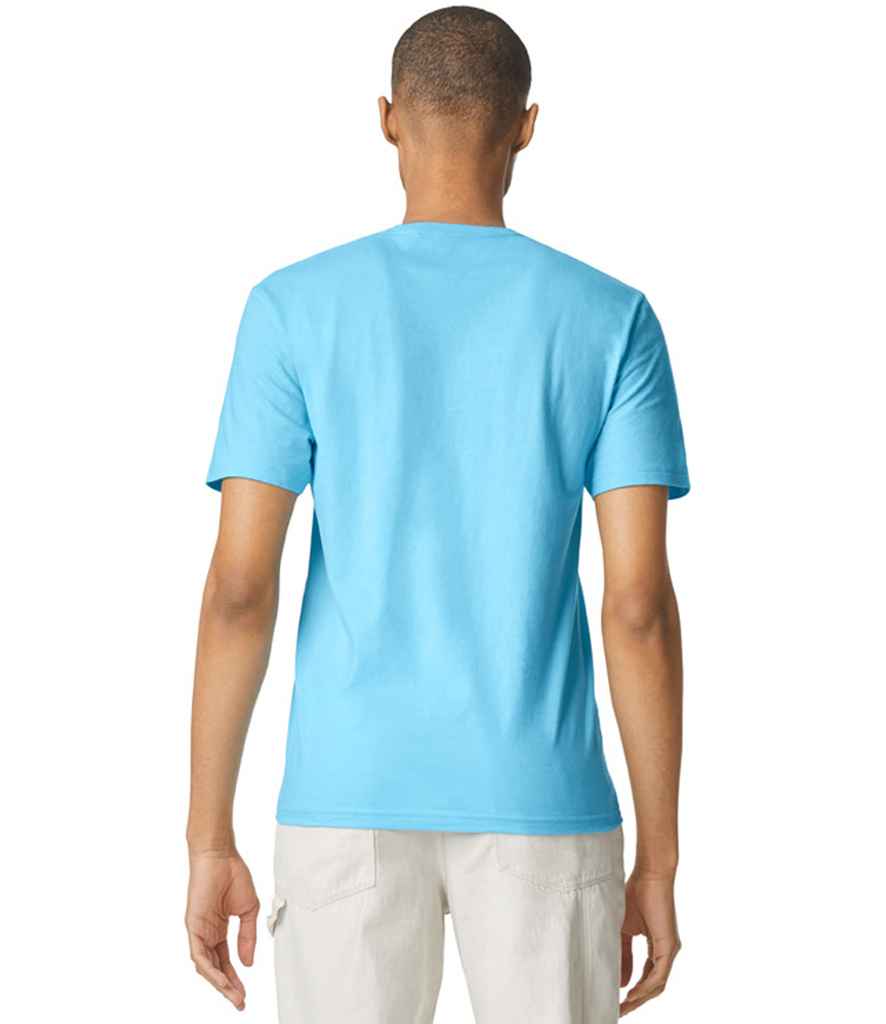 Gildan GD01 Sky Blue Model -  Ready to be Printed by Custard Workwear - Cheap Personalised and Customised Workwear in Nottinghamshire, Derbyshire and Leicestershire
