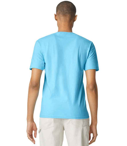 Gildan GD01 Sky Blue Model -  Ready to be Printed by Custard Workwear - Cheap Personalised and Customised Workwear in Nottinghamshire, Derbyshire and Leicestershire