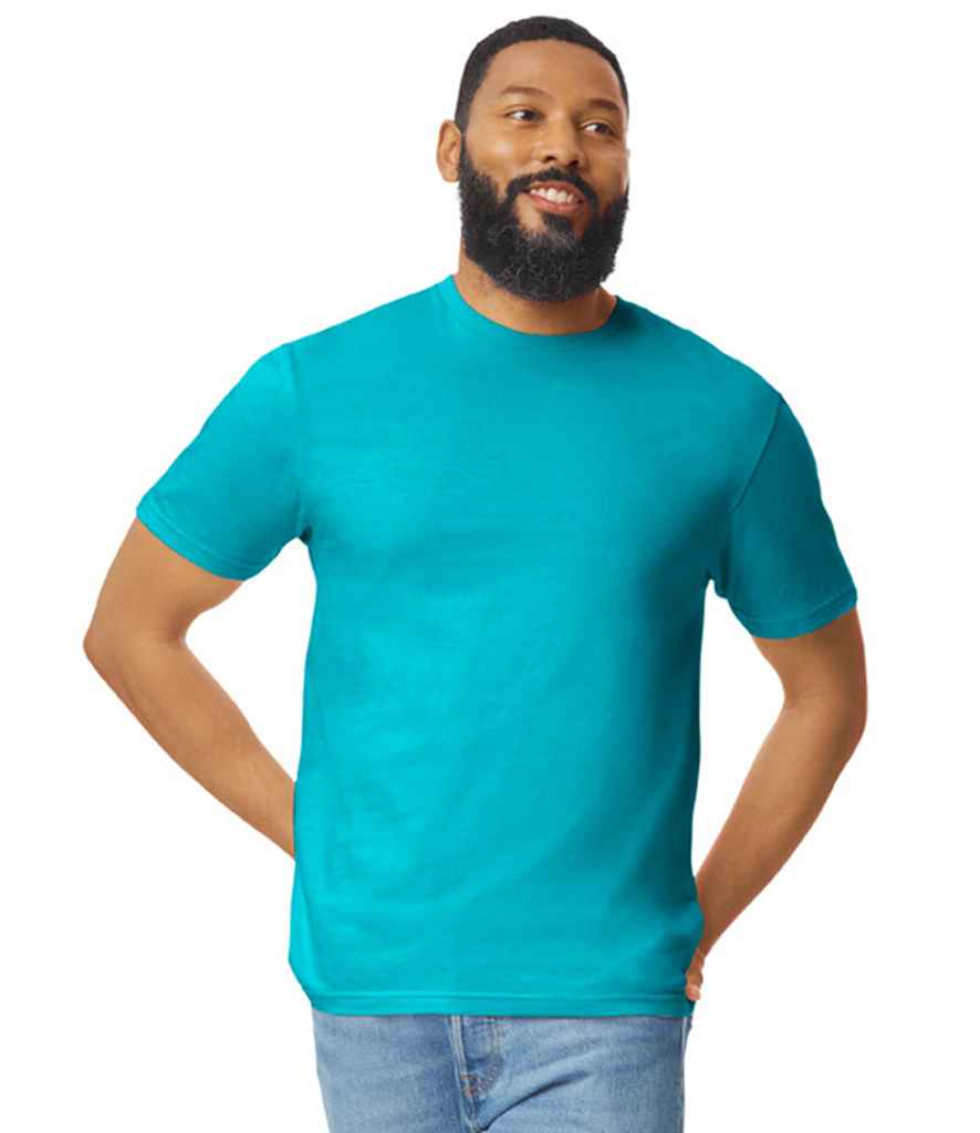 Gildan GD01 Tropical Blue Model -  Ready to be Printed by Custard Workwear - Cheap Personalised and Customised Workwear in Nottinghamshire, Derbyshire and Leicestershire