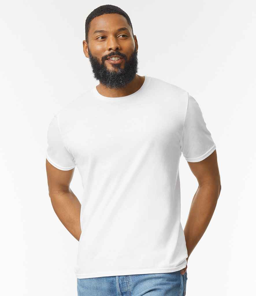 Gildan GD01 White Model -  Ready to be Printed by Custard Workwear - Cheap Personalised and Customised Workwear in Nottinghamshire, Derbyshire and Leicestershire