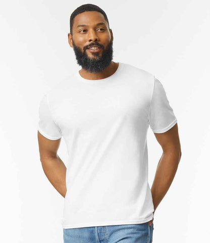 Gildan GD01 White Model -  Ready to be Printed by Custard Workwear - Cheap Personalised and Customised Workwear in Nottinghamshire, Derbyshire and Leicestershire