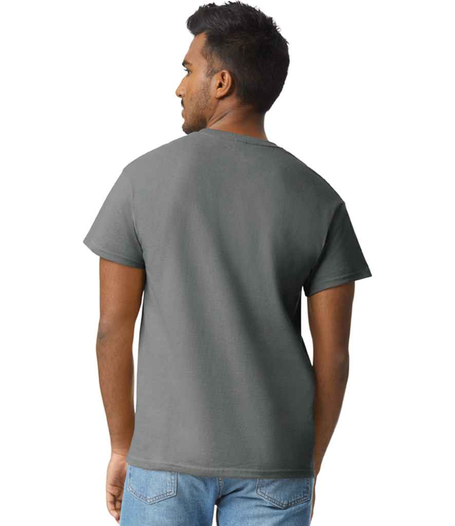 Gildan GD02 Charcoal Model -  Ready to be Embroidered and Printed by Custard Workwear - Cheap Personalised and Customised Workwear in Nottinghamshire, Derbyshire and Leicestershire