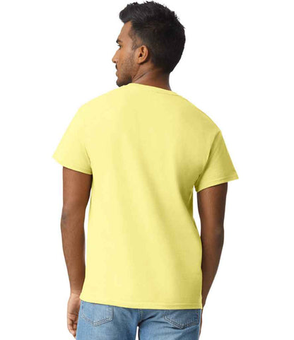 Gildan GD02 Cornsilk Model -  Ready to be Embroidered and Printed by Custard Workwear - Cheap Personalised and Customised Workwear in Nottinghamshire, Derbyshire and Leicestershire