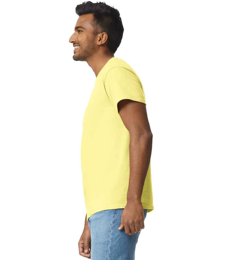 Gildan GD02 Cornsilk Model -  Ready to be Embroidered and Printed by Custard Workwear - Cheap Personalised and Customised Workwear in Nottinghamshire, Derbyshire and Leicestershire