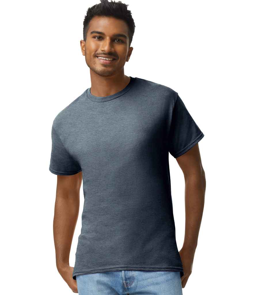 Gildan GD02 Dark Heather Model -  Ready to be Embroidered and Printed by Custard Workwear - Cheap Personalised and Customised Workwear in Nottinghamshire, Derbyshire and Leicestershire