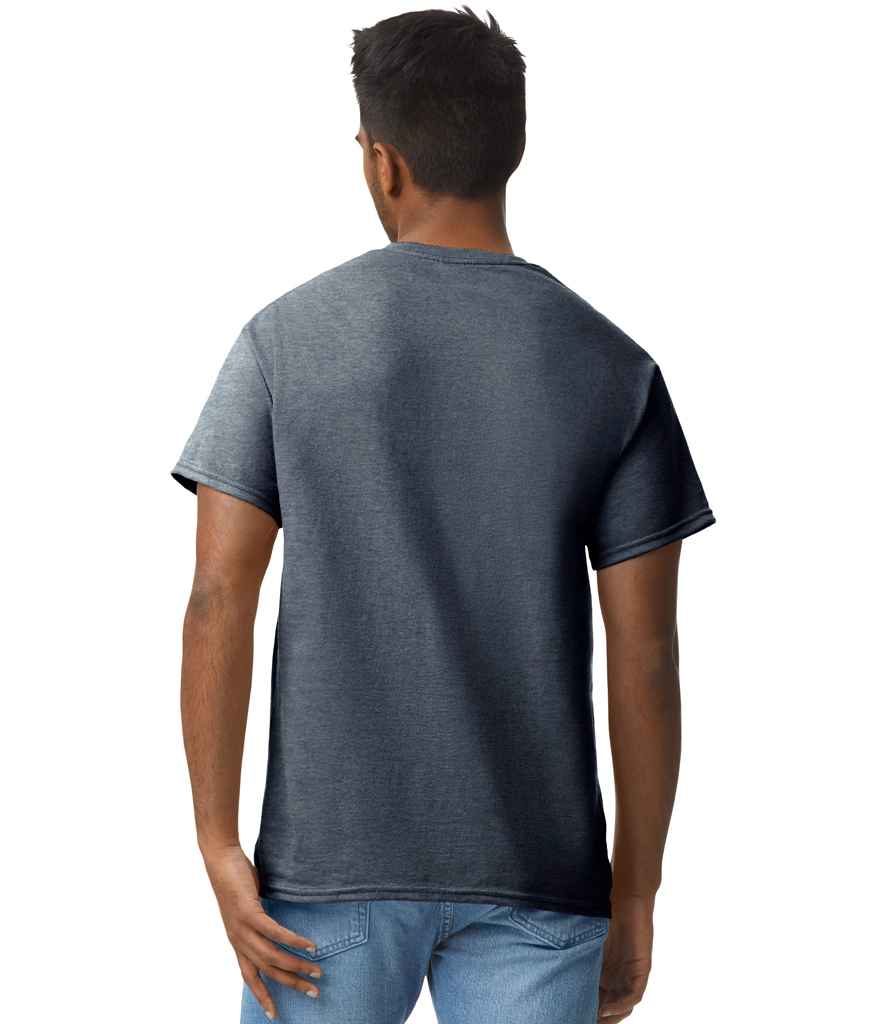 Gildan GD02 Dark Heather Model -  Ready to be Embroidered and Printed by Custard Workwear - Cheap Personalised and Customised Workwear in Nottinghamshire, Derbyshire and Leicestershire