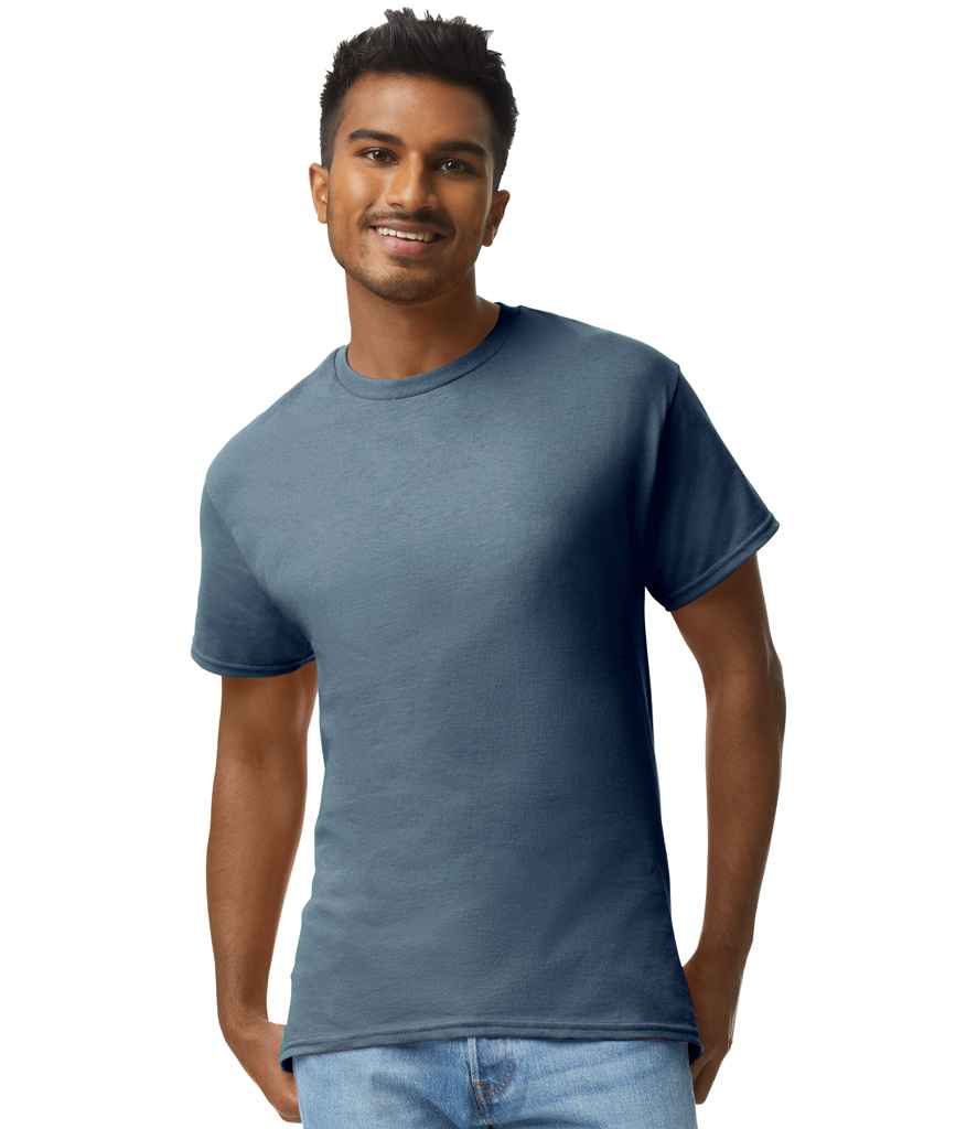 Gildan GD02 Heather Navy Model -  Ready to be Embroidered and Printed by Custard Workwear - Cheap Personalised and Customised Workwear in Nottinghamshire, Derbyshire and Leicestershire