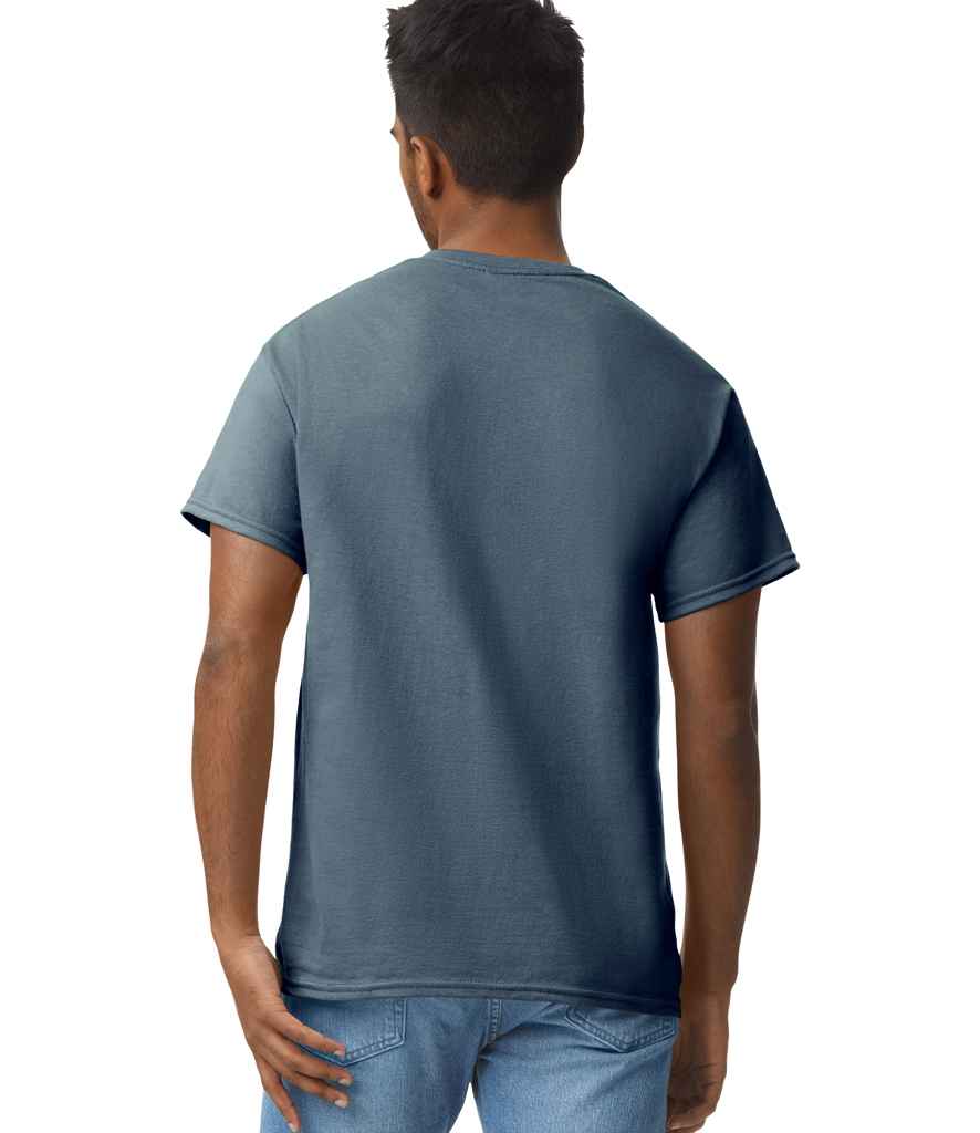Gildan GD02 Heather Navy Model -  Ready to be Embroidered and Printed by Custard Workwear - Cheap Personalised and Customised Workwear in Nottinghamshire, Derbyshire and Leicestershire