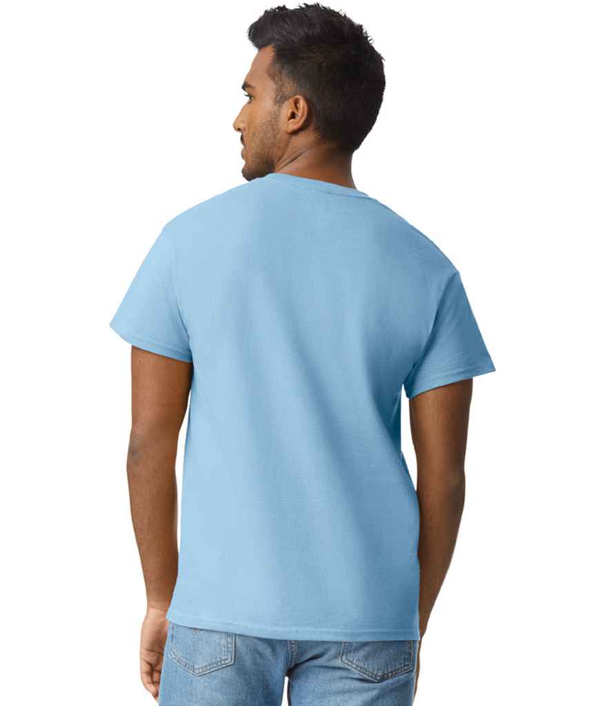 Gildan GD02 Light Blue Model -  Ready to be Embroidered and Printed by Custard Workwear - Cheap Personalised and Customised Workwear in Nottinghamshire, Derbyshire and Leicestershire