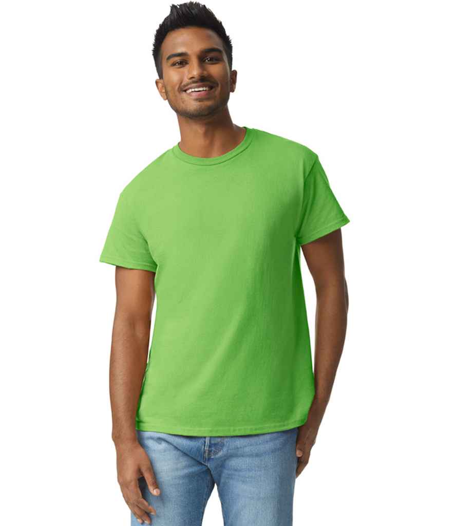 Gildan GD02 Lime Green Model -  Ready to be Embroidered and Printed by Custard Workwear - Cheap Personalised and Customised Workwear in Nottinghamshire, Derbyshire and Leicestershire
