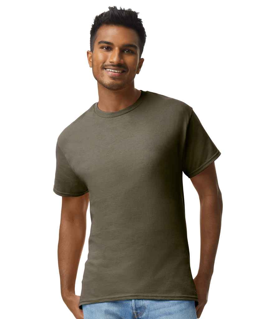 Gildan GD02 Olive Green Model -  Ready to be Embroidered and Printed by Custard Workwear - Cheap Personalised and Customised Workwear in Nottinghamshire, Derbyshire and Leicestershire