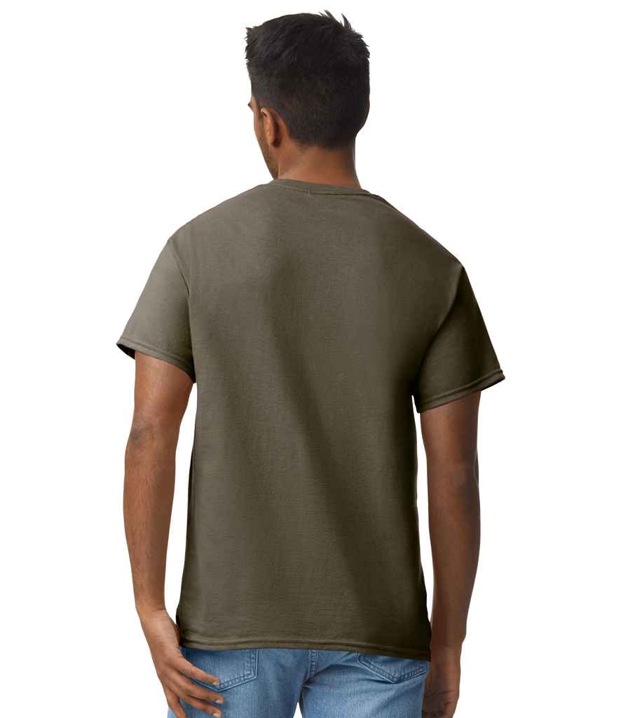 Gildan GD02 Olive Green Model -  Ready to be Embroidered and Printed by Custard Workwear - Cheap Personalised and Customised Workwear in Nottinghamshire, Derbyshire and Leicestershire