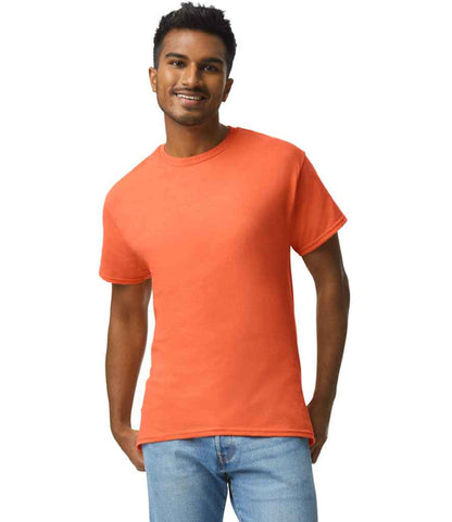 Gildan GD02 Orange Model -  Ready to be Embroidered and Printed by Custard Workwear - Cheap Personalised and Customised Workwear in Nottinghamshire, Derbyshire and Leicestershire