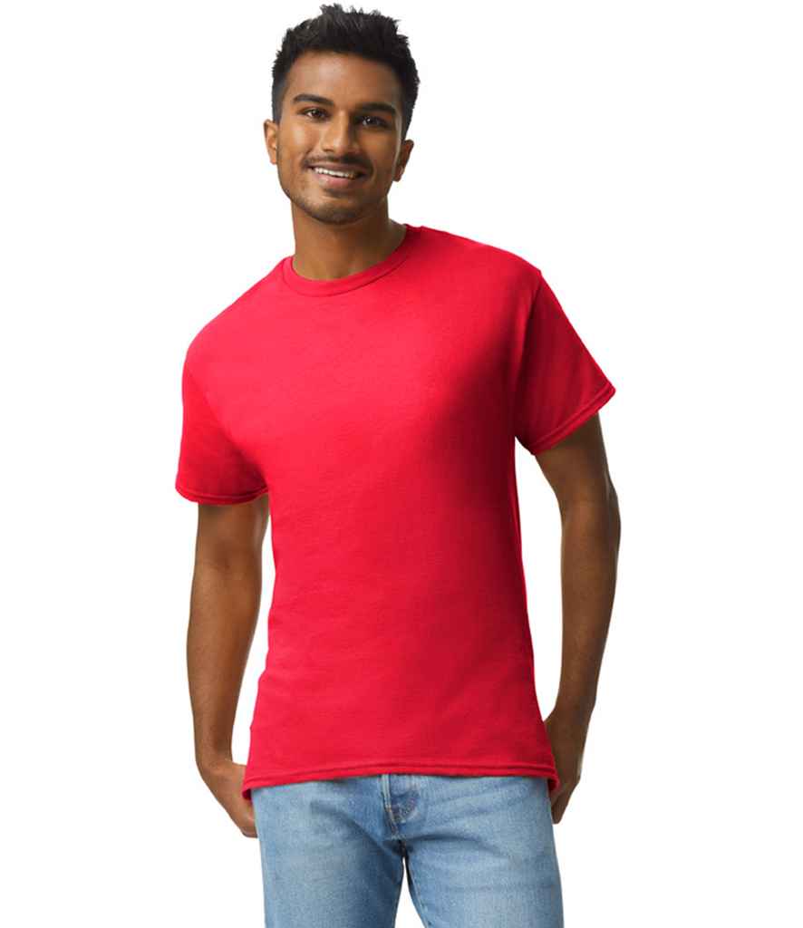 Gildan GD02 Red Model -  Ready to be Embroidered and Printed by Custard Workwear - Cheap Personalised and Customised Workwear in Nottinghamshire, Derbyshire and Leicestershire