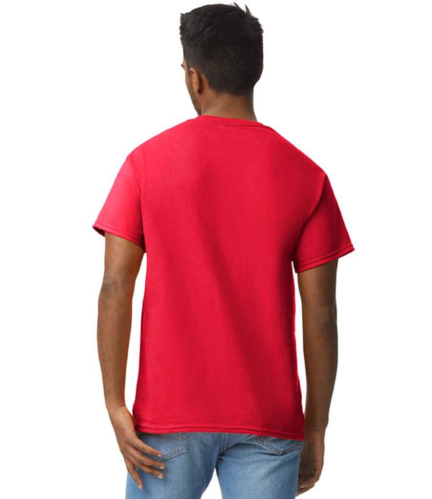 Gildan GD02 Red Model -  Ready to be Embroidered and Printed by Custard Workwear - Cheap Personalised and Customised Workwear in Nottinghamshire, Derbyshire and Leicestershire