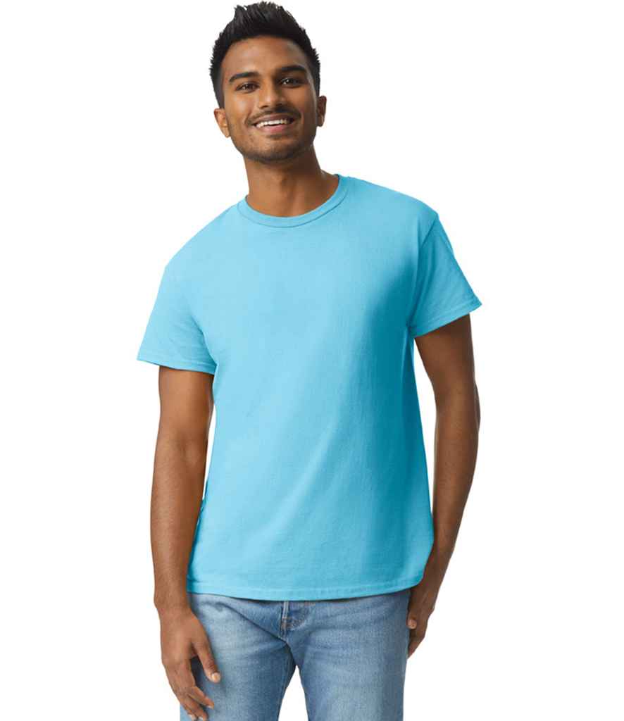 Gildan GD02 Sky Blue Model -  Ready to be Embroidered and Printed by Custard Workwear - Cheap Personalised and Customised Workwear in Nottinghamshire, Derbyshire and Leicestershire