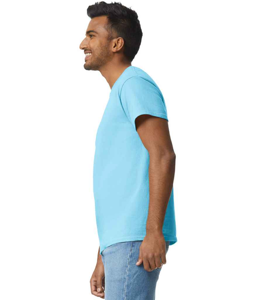 Gildan GD02 Sky Blue Model -  Ready to be Embroidered and Printed by Custard Workwear - Cheap Personalised and Customised Workwear in Nottinghamshire, Derbyshire and Leicestershire