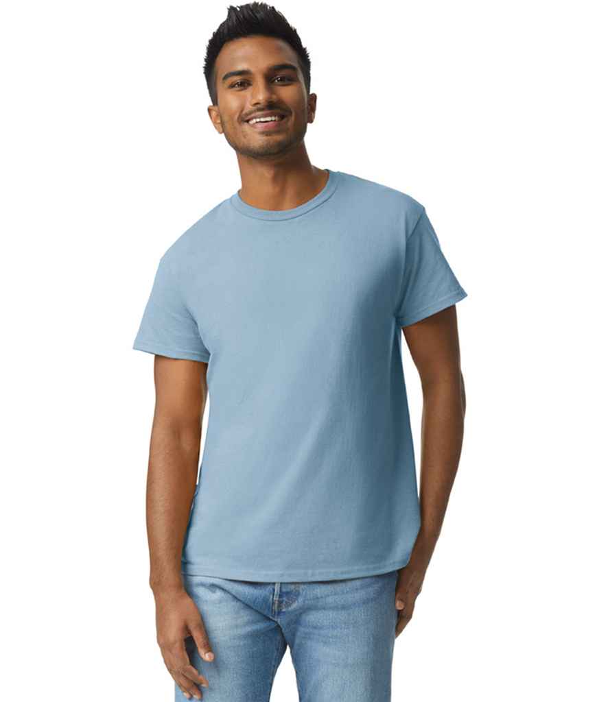 Gildan GD02 Stone Blue Model -  Ready to be Embroidered and Printed by Custard Workwear - Cheap Personalised and Customised Workwear in Nottinghamshire, Derbyshire and Leicestershire