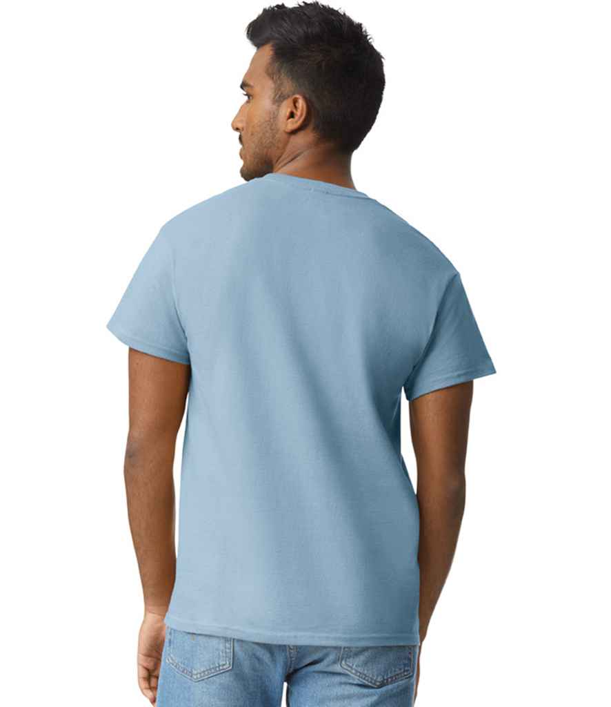 Gildan GD02 Stone Blue Model -  Ready to be Embroidered and Printed by Custard Workwear - Cheap Personalised and Customised Workwear in Nottinghamshire, Derbyshire and Leicestershire