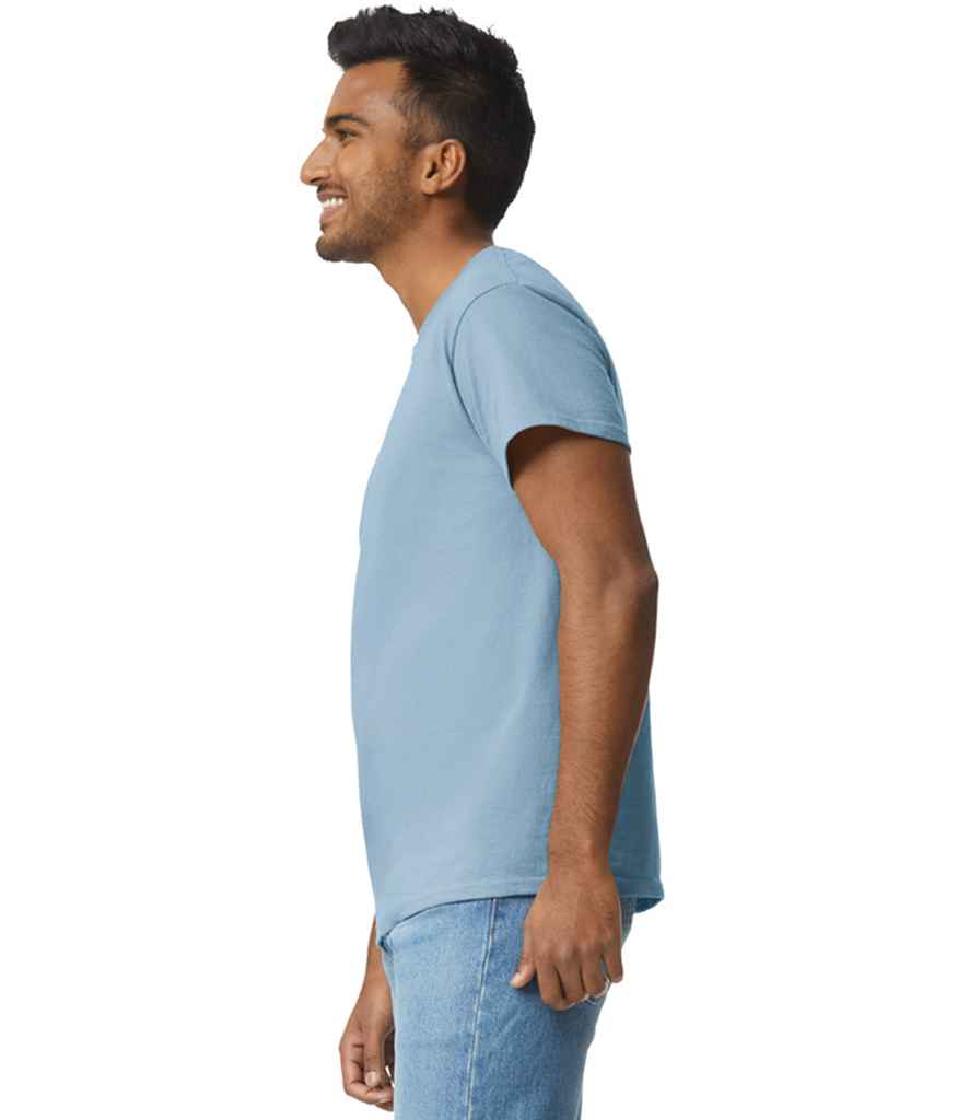 Gildan GD02 Stone Blue Model -  Ready to be Embroidered and Printed by Custard Workwear - Cheap Personalised and Customised Workwear in Nottinghamshire, Derbyshire and Leicestershire