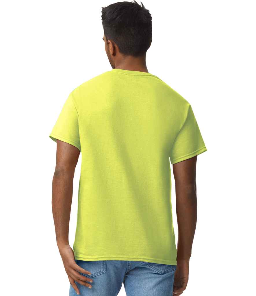 Gildan GD02 Safety Green Model -  Ready to be Embroidered and Printed by Custard Workwear - Cheap Personalised and Customised Workwear in Nottinghamshire, Derbyshire and Leicestershire