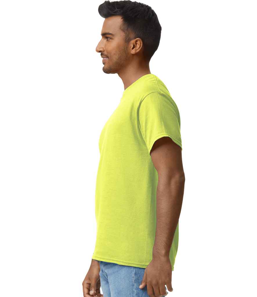 Gildan GD02 Safety Green Model -  Ready to be Embroidered and Printed by Custard Workwear - Cheap Personalised and Customised Workwear in Nottinghamshire, Derbyshire and Leicestershire
