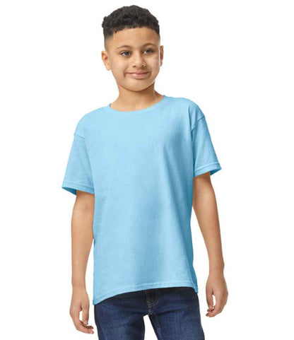 Gildan GD05B Light Blue Model -  Ready to be Embroidered and Printed by Custard Workwear - Cheap Personalised and Customised Workwear in Nottinghamshire, Derbyshire and Leicestershire
