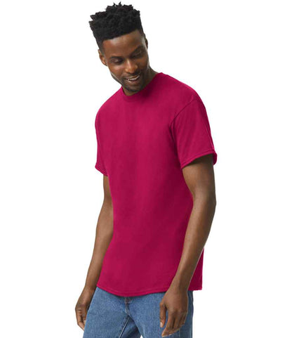 Gildan GD05 Cardinal Red Model -  Ready to be Embroidered and Printed by Custard Workwear - Cheap Personalised and Customised Workwear in Nottinghamshire, Derbyshire and Leicestershire