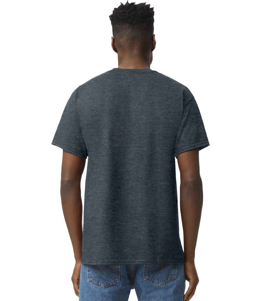 Gildan GD05 Dark Heather Model -  Ready to be Embroidered and Printed by Custard Workwear - Cheap Personalised and Customised Workwear in Nottinghamshire, Derbyshire and Leicestershire
